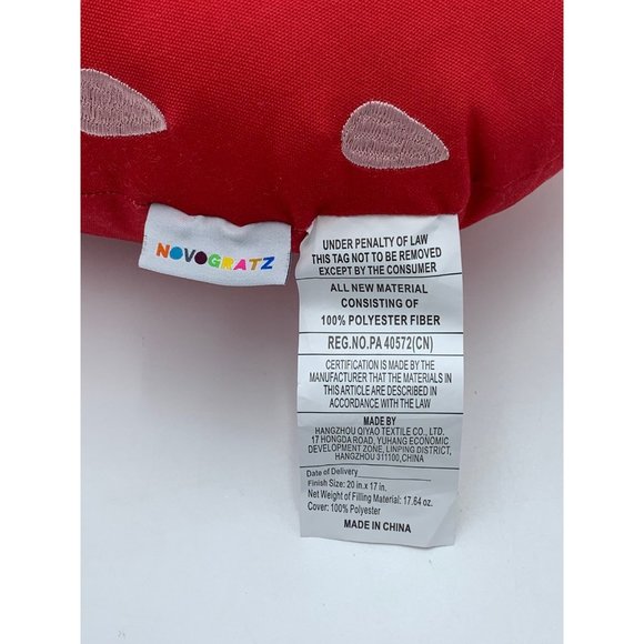 Novogratz Strawberry Indoor or Outdoor Decorative Throw Pillow 20" x 17" - Picture 4 of 10